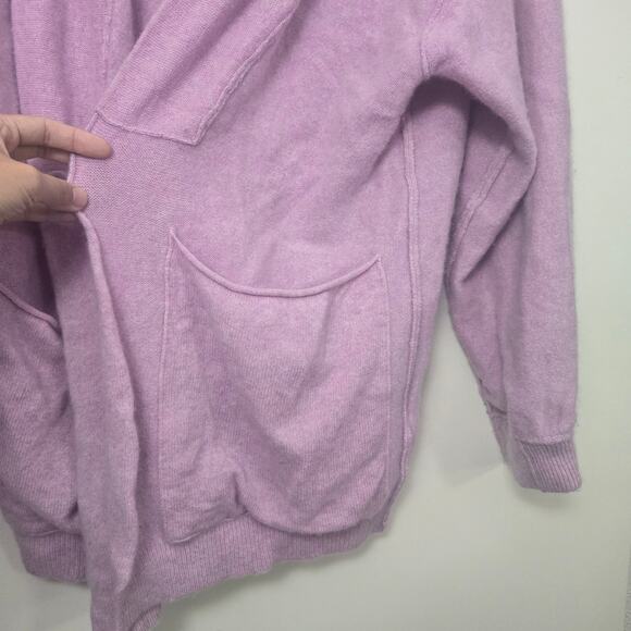 Free People Cashmere Duster Cardigan Size S Park Ave Lilac Pink Pockets Longline - Picture 4 of 9